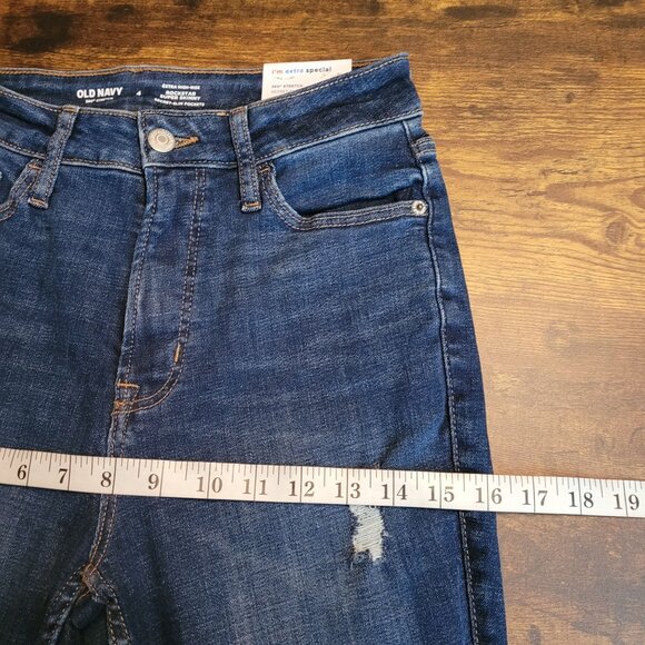 Old Navy Jeans Size 4 Rock Star Skinny 360 Stretch Extra High Rise Dark Wash NWT - Picture 8 of 11